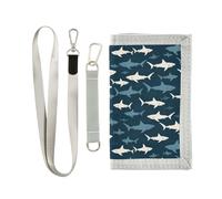 GuoChe Kids Wallet Canvas Outdoor Sports Wallet for Ages 9-12 Light Shark Pattern