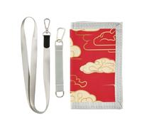 GuoChe Kids Wallets for Boys Girls Ages 6-18, Zippered Coin Pocket Red Cloud Pattern Backdrop