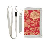 GuoChe Kids Wallets for Boys Girls Ages 6-18, Zippered Coin Pocket Red Floral Pattern