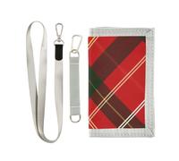 GuoChe Kids Wallets for Boys Girls Ages 6-18, Zippered Coin Pocket Red Green Plaid Pattern Traditional Tartan