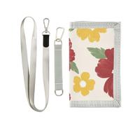 GuoChe Kids Wallets for Boys Girls Teen, Trifold wallet for 6-18 Ages, Toddler Youth Wallet for kids with Zipper Coin Pocket,Novelty Wallet Red and Yellow Flower Pattern