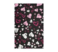 GuoChe kitchen towels cute white pink hearts valentine's day black flour bag kitchen towels absorbent dish towels for kitchen towels colored washcloth summer 28 x 18 inch