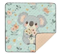 GuoChe Koala with Flowers Pattern Soft Foam for Indoor Outdoor Non-Toxic Infant Play Mat for Babies