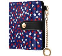 GuoChe Ladies Cute Foldable Wallet Cute Compact PU Leather Wallet for Women Girls, Red White Blue Star Spangled, One Size, Modern