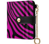 GuoChe Ladies Cute Foldable Wallet Cute Compact PU Leather Wallet for Women Girls, zebras Stripes Hot Blush and Black Animal Print, One Size, Modern