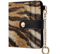 GuoChe Ladies Cute Foldable Wallet Unique PU Leather Wallet for Men Women Travel, Orange Black and White Tigris Hide Fur Texture, One Size, Modern