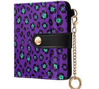 GuoChe Ladies Cute Foldable Wallet Unique PU Leather Wallet for Men Women Travel, Purple Blue Leopard Cheetah Print, One Size, Modern