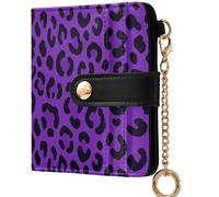 GuoChe Ladies Cute Foldable Wallet Unique PU Leather Wallet for Men Women Travel, Purple Leopard Cheetah Print, One Size, Modern