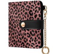 GuoChe Ladies Folding Coin Wallet Cute Compact PU Leather Wallet for Women Boys Girls, Cute Print Cheetah Pattern Blush Leopard, One Size, Modern