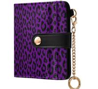 GuoChe Ladies Folding Coin Wallet Cute Compact PU Leather Wallet for Women Boys Girls, Leopard Print Stylish Cheetah Pattern Summer Mauve, One Size, Modern