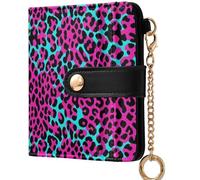 GuoChe Ladies Premium Foldable Wallet Fancy PU Leather Card Wallet for Girls Women Ladies, Ruby Blush Black Blue Leopard Print Cheetah Animal, One Size, Modern