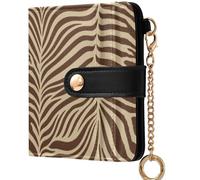 GuoChe Ladies PU Leather Bifold Wallet Convenient Compact PU Leather Wallet for Women Boys Girls, Aesthetic Vintage zebras Brown Chocolate Pattern, One Size, Modern