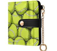 GuoChe Ladies PU Leather Bifold Wallet Convenient Compact PU Leather Wallet for Women Boys Girls, cartoon Tennis pattern, One Size, Modern
