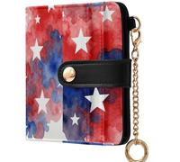 GuoChe Ladies PU Leather Bifold Wallet Convenient Premium PU Leather Wallet for Men Women Travel, Red White Blue Tie Dye USA Flag Stars Stripes, One Size, Modern