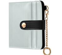 GuoChe Ladies PU Leather Bifold Wallet Convenient Premium PU Leather Wallet for Men Women Travel, White and Light Blue Striped Abstract Line, One Size, Modern