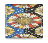 GuoChe Leather Auto Registration Insurance & ID Card Holder Men Women Glove Box Organize for Driver Auto Owners Trailer Motorcycle Boat America Sunflower Flag 4th July Usa Patriotic Flower
