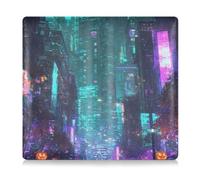 GuoChe Leather Car Registration and Insurance Card Holder Men Women Car Essentials for Documents, Cards, License Neon Pumpkin Cyber Street