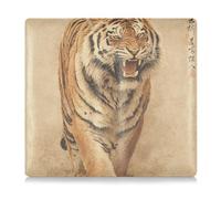 GuoChe Leather Car Registration and Insurance Card Holder Men Women Prefect Car Essentials Wallet for Cards, Essential Document Driver License Roaring Feline with Calligraphy Art