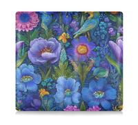 GuoChe Leather Car Registration and Insurance Holder Men Women Essential Wallet Case for any Car, Truck, Motorcycle, Trailer or Boat Blue Floral with Accents