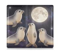 GuoChe Leather Car Registration and Insurance Holder Men Women Essential Wallet Case for Documents, Cards, License Three Baby Seal Vintage Graphic 90s Funny