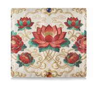 GuoChe Leather Car Registration and Insurance Holder Men Women Truck Accessories for Essential Document, Driver License, Cards Embroidery with Red Water Lily