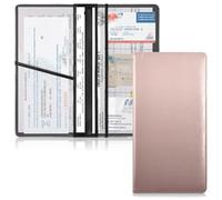 GuoChe Leather Car Registration & Insurance Card Holder Men Women Essential Wallet Case for any Car, Truck, Motorcycle, Trailer or Boat Rose Gold Gradient