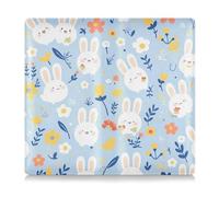 GuoChe Leather Registration and Insurance Card Holder Men Women Document Wallet for ID, Driver's License, Key Contact Information Cards Bunny Rabbits on Blue Patternv