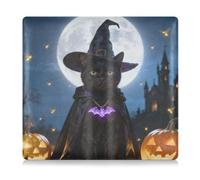 GuoChe Leather Registration and Insurance Card Holder Men Women Essential Wallet Case for Documents, Cards, License Witch Cat & Jack - O - Lanterns