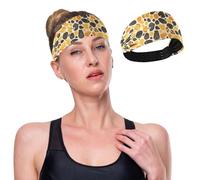 GuoChe Leopard Print Pattern Yellow Non-Slip Womens Headbands Fashion Elastic Hairband for Athletic Sports Make Up Workouts Football