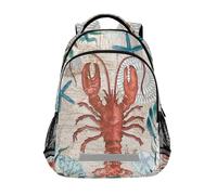 GuoChe Lobster Backpack for Girls Kids Back Pack with Reflectors Strip School Book Bags, Multicolor, 11.6 X 6.9 X 16.7inch, Cartoon