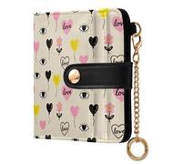 GuoChe Love and Heart Pattern Ladies Folding Coin Wallet Cute Premium PU Leather Wallet for Men Women Travel