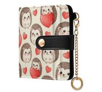 GuoChe Lovely Hedgehog with Heart Ladies Classic Foldable Wallet Fancy Premium PU Leather Wallet for Men Women Travel