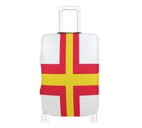 GuoChe Luggage Cover S-XL for 18-32 Inch Luggage Elastic & Stretchy Scratch Resistant Travel Luggage Cover, Flag of Guernsey, M 22-24 in, Vintage