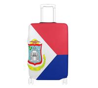 GuoChe Luggage Protector Multi-Size for Most Standard Luggage Elastic & Stretchy Scratch Resistant Suitcase Protector for Travel, Flag of Sint Maarten, L 26-28 in, Vintage