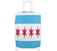 GuoChe Luggage Protector Multi-Size for Most Standard Luggage Soft Luggage Cover Anti-Slip Protection Travel Luggage Cover, Flag of Chicago Illinois, S 18-20 in, Vintage