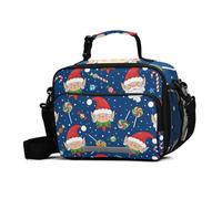 GuoChe Lunch Bag Christmas Navy Santa Elf Candy High Capacity Insulated Lunch Box with Adjustable Shoulder Strap Insulated Tote Bag for Work, Picnic, Beach