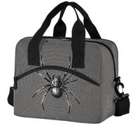 GuoChe Lunch Bag Insulated Lunch Tote for Adults Mini Black Web Pattern Bug