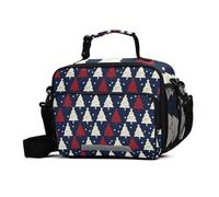 GuoChe Lunch Bag Navy Red White Christmas Tree Water-Resistant Reusable Insulated Lunch Box with Adjustable Shoulder Strap Lunch Coolers for Work, Travel, Outdoor