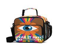 GuoChe Lunch Tote Retro Eye speak It Into Existence Graphic Large Capacity Adult Insulated Lunch Box with Adjustable Shoulder Strap Insulated Tote Bag for Work, Travel, Outdoor