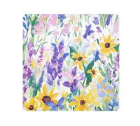 GuoChe Magic Self-Adhesive Cosmetic Bag Cloth Spring Flowers Sunflowers Yellow Purple Jewelry Organizer Wrap Camera Lens Cloth Wrapper For Organization 13.8 X 13.8, spring Flowers Sunflowers yellow