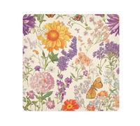 GuoChe Magic Self-Adhesive Makeup Bag Cloth Fall Flowers Butterflies Rustic Beige Cosmetic Bag Organizer Wrap Camera Lens Cloth Wrapper Organizer Bags For Women 21.7 X 21.7, fall Flowers butterflies