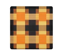 GuoChe Magic Sticker Cosmetic Bag Cloth Plaid Check Orange Black Gold Travel Bag Organizer Wrap Camera Lens Cloth Wrapper Cosmetic Organizers For Travel 17.7 X 17.7, Plaid Check Orange black gold,