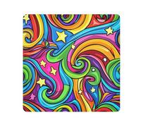 GuoChe Magic Sticker Cosmetic Pouchs Cloth Cartoon Cute Stars Rainbow Swirls Make Up Organizers Wrap Camera Lens Cloth Wrapper Cosmetic Organizers For Travel 21.7 X 21.7, cartoon cute stars rainbow