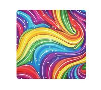 GuoChe Magic Sticker Cosmetics Pouchs Cloth Rainbow Swirl Cute White Stars Travel Make Up Organizer Wrap Camera Lens Cloth Wrapper Cosmetic Organizers For Travel 13.8 X 13.8, Rainbow swirl cute white