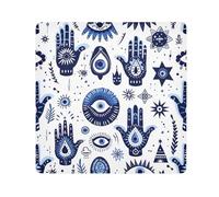 GuoChe Magic Toiletries Pouchs Cloth Boho Evil Eyes Doodle Hand Blue White Travel Make Up Organizer Wrap Camera Lens Cloth Wrapper Makeup For Women 17.7 X 17.7, boho evil eyes doodle Hand blue white,