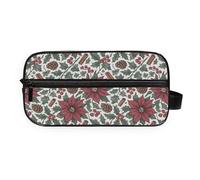 GuoChe Makeup Bag 2 Pockets durables Twill Fabric for Women & Men Christmas Botany Seamless Pattern