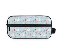 GuoChe Makeup Bag All-in-One Storage Full Printed Design for Travel Christmas Light Blue Snowman Holly Snowflake