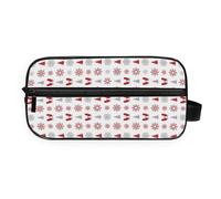 GuoChe Makeup Bag All-in-One Storage PU Leather Handle Makeup/Shaving/Toiletry Storage Christmas White Red Grey Tree Snowflake Mitten