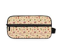 GuoChe Makeup Bag All-in-One Storage Simple Stylish for Business Trip Christmas Beige Candy Canes Gifts Holly