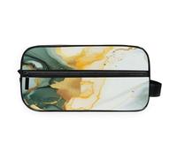 GuoChe Makeup Bag Easy to Carry Full Printed Design for Business Trip Marble Yellow White